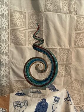 Handblown Spiral Glass Sculpture - Multicolor